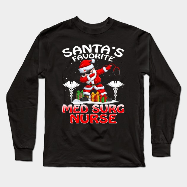 Santas Favorite Med Surg Nurse Christmas T Shirt Long Sleeve T-Shirt by intelus